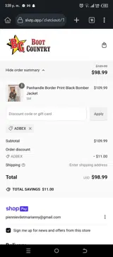 Adbex coupon verification screenshot
