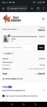 ADBEW coupon verification screenshot