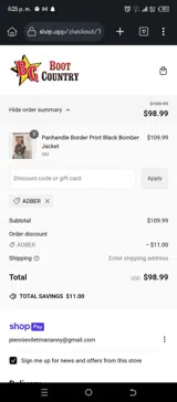 ADBER coupon verification screenshot