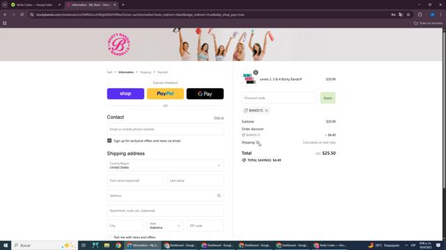 Booty Bands checkout page showing Booty Bands promo code box | Screenshot taken by SimplyCodes community member on Sep 10, 2025