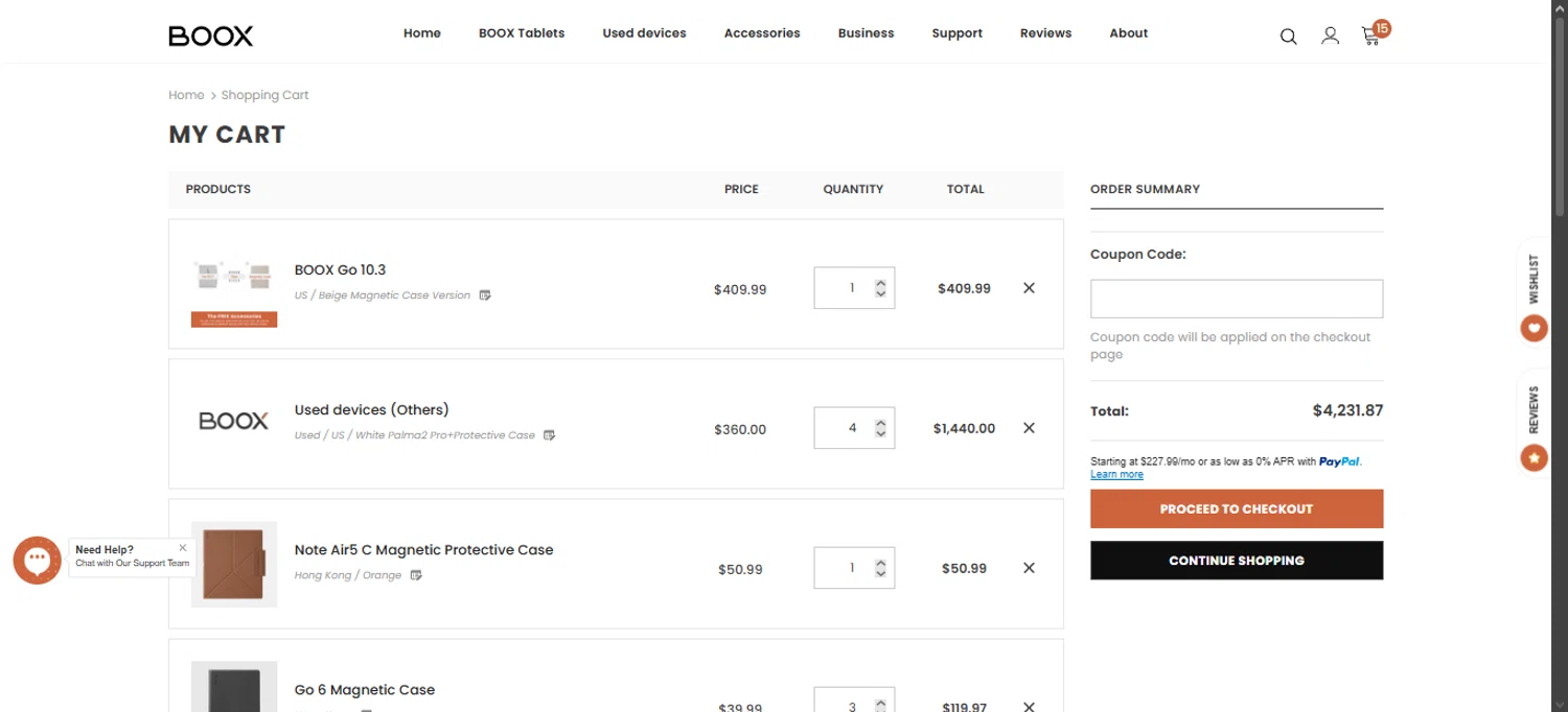 Boox Shop promo code screenshot showing code BOOXVIP5OFF applied at Boox Shop checkout page. Uploaded by SimplyCodes community member TraxoGamer on Jan 26, 2026