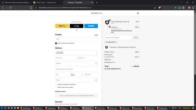 Borboleta checkout page showing Borboleta discount code box | Screenshot taken by SimplyCodes community member on Sep 7, 2025
