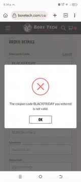 BLACKFRIDAY coupon verification screenshot