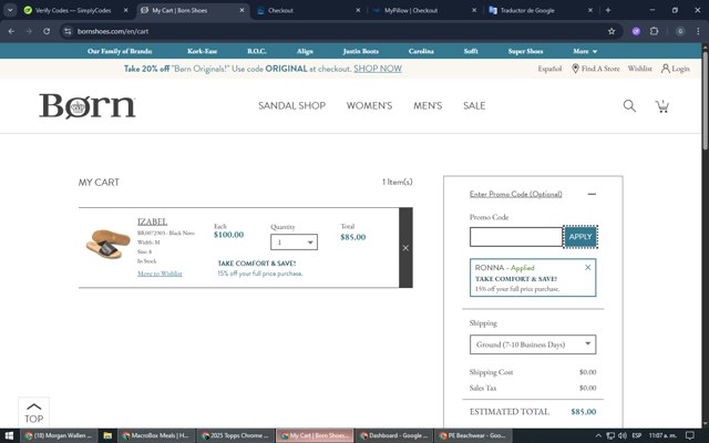 Born Shoes checkout page showing Born Shoes promo code box | Screenshot taken by SimplyCodes community member on Jun 18, 2025