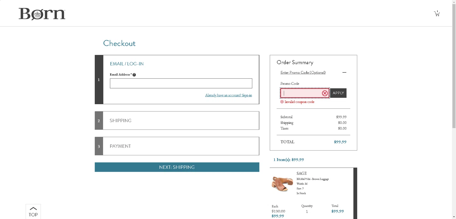 Born Shoes promo code screenshot showing code MINIMALISH applied at Born Shoes checkout page. Uploaded by SimplyCodes community member DealHunter6996 on Aug 4, 2025