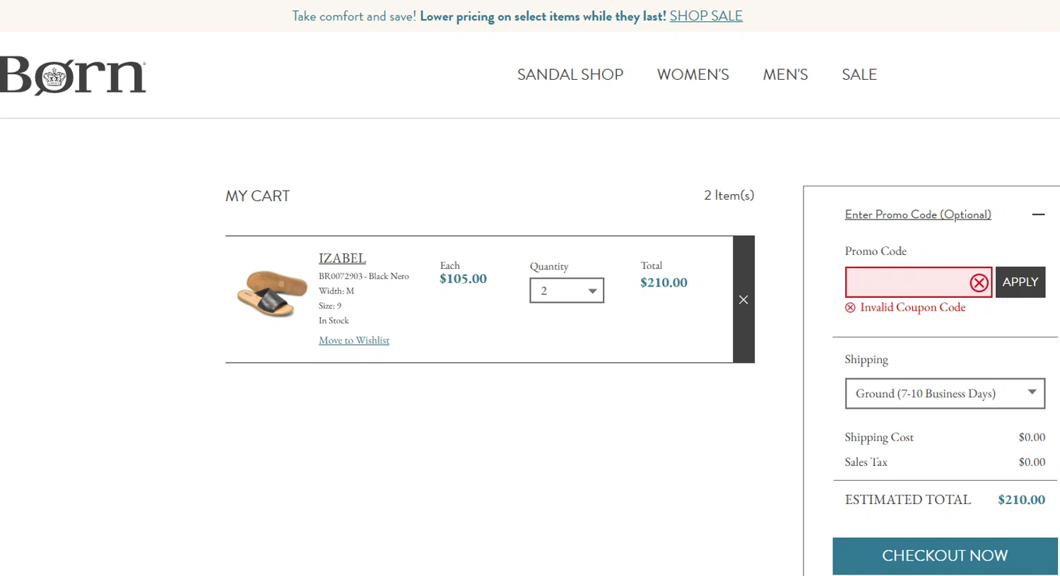 Born Shoes promo code screenshot showing code MINIMALISH applied at Born Shoes checkout page. Uploaded by SimplyCodes community member QuestEagle5920 on Aug 4, 2025