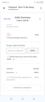 Baller25 coupon verification screenshot