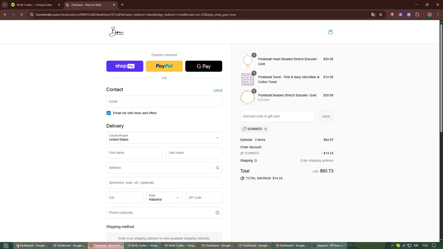 Born to Rally discount code screenshot showing code Summer applied at Born to Rally checkout page. Uploaded by SimplyCodes community member Richard_Miller on Aug 17, 2025