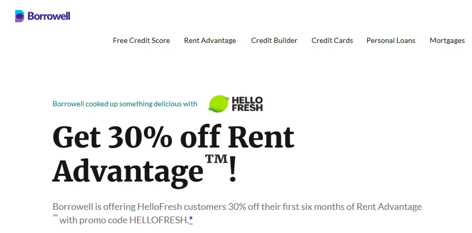 Borrowell CA promo code screenshot showing code HELLOFRESH applied at Borrowell CA checkout page. Uploaded by SimplyCodes community member PaulSkenes on Apr 24, 2026