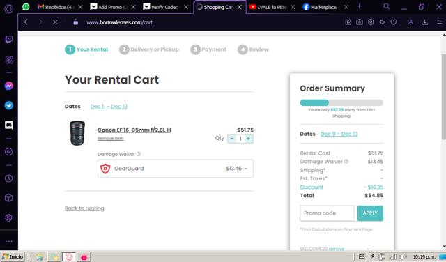 BorrowLenses checkout page showing BorrowLenses promo code box | Screenshot taken by SimplyCodes community member on Dec 5, 2023