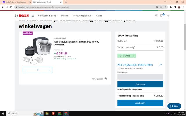 Bosch Home checkout page showing Bosch Home promo code box | Screenshot taken by SimplyCodes community member on Nov 22, 2023