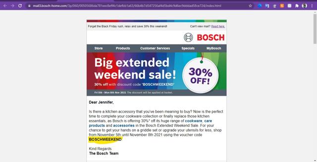 Bosch Home checkout page showing Bosch Home promo code box | Screenshot taken by SimplyCodes community member on Nov 17, 2021