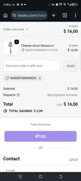 Boska US coupon verification screenshot