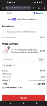 Unvideo coupon verification screenshot