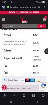 Boss Buck coupon verification screenshot