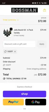10OFF coupon verification screenshot