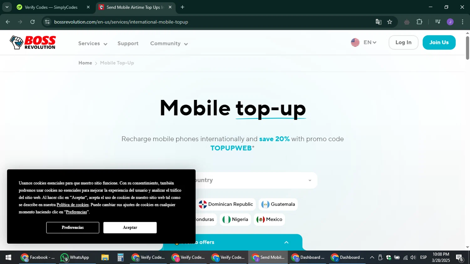 BOSS Revolution checkout page showing BOSS Revolution promo code box | Screenshot taken by SimplyCodes community member on Mar 29, 2025