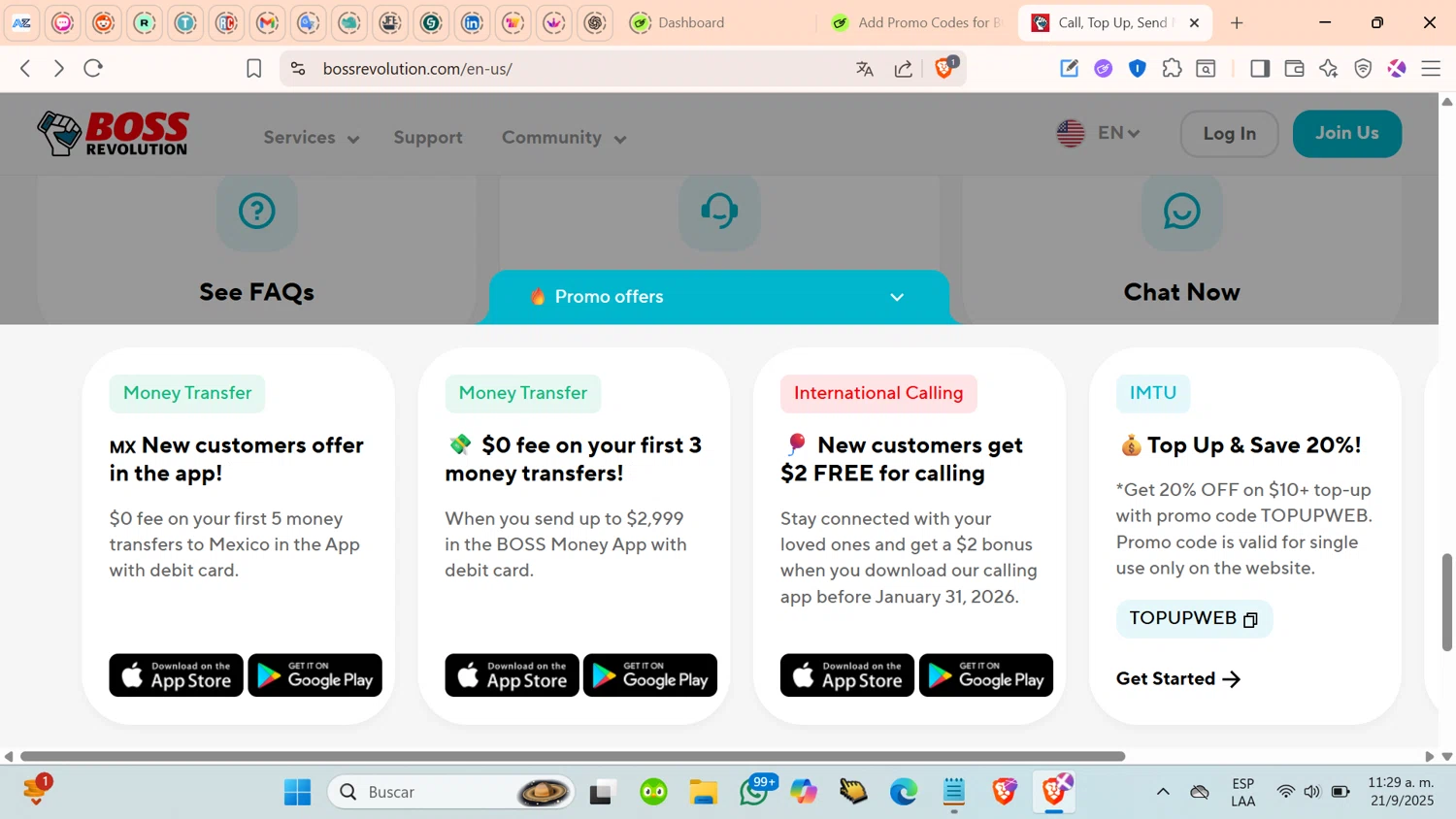 BOSS Revolution promo code screenshot showing code TOPUPWEB applied at BOSS Revolution checkout page. Uploaded by SimplyCodes community member cosita on Sep 21, 2025
