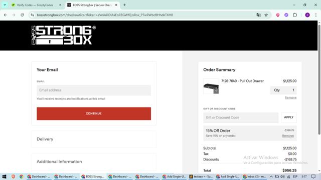 BOSS StrongBox checkout page showing BOSS StrongBox promo code box | Screenshot taken by SimplyCodes community member on Jun 10, 2025