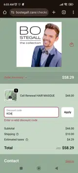 KOA coupon verification screenshot