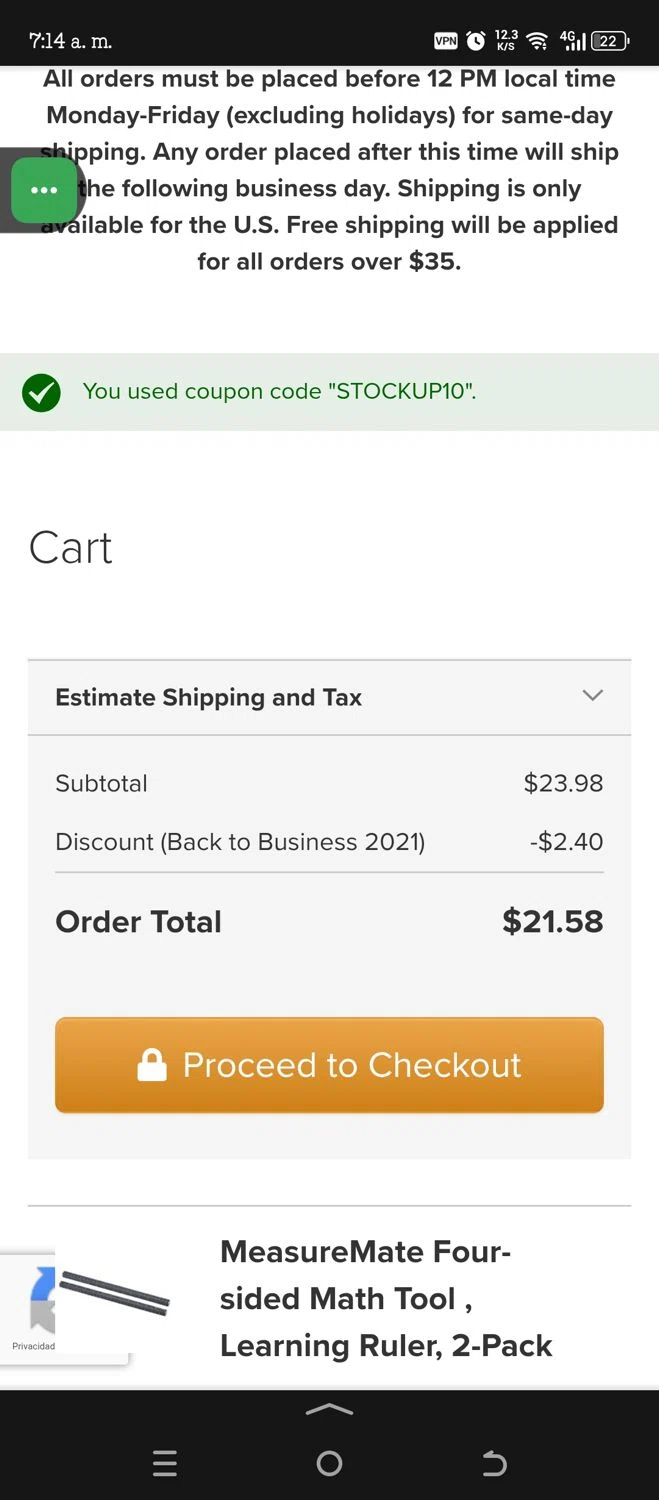 Bostitch Office promo code screenshot showing code STOCKUP10 applied at Bostitch Office checkout page. Uploaded by SimplyCodes community member CashSaver3941 on Jun 25, 2025