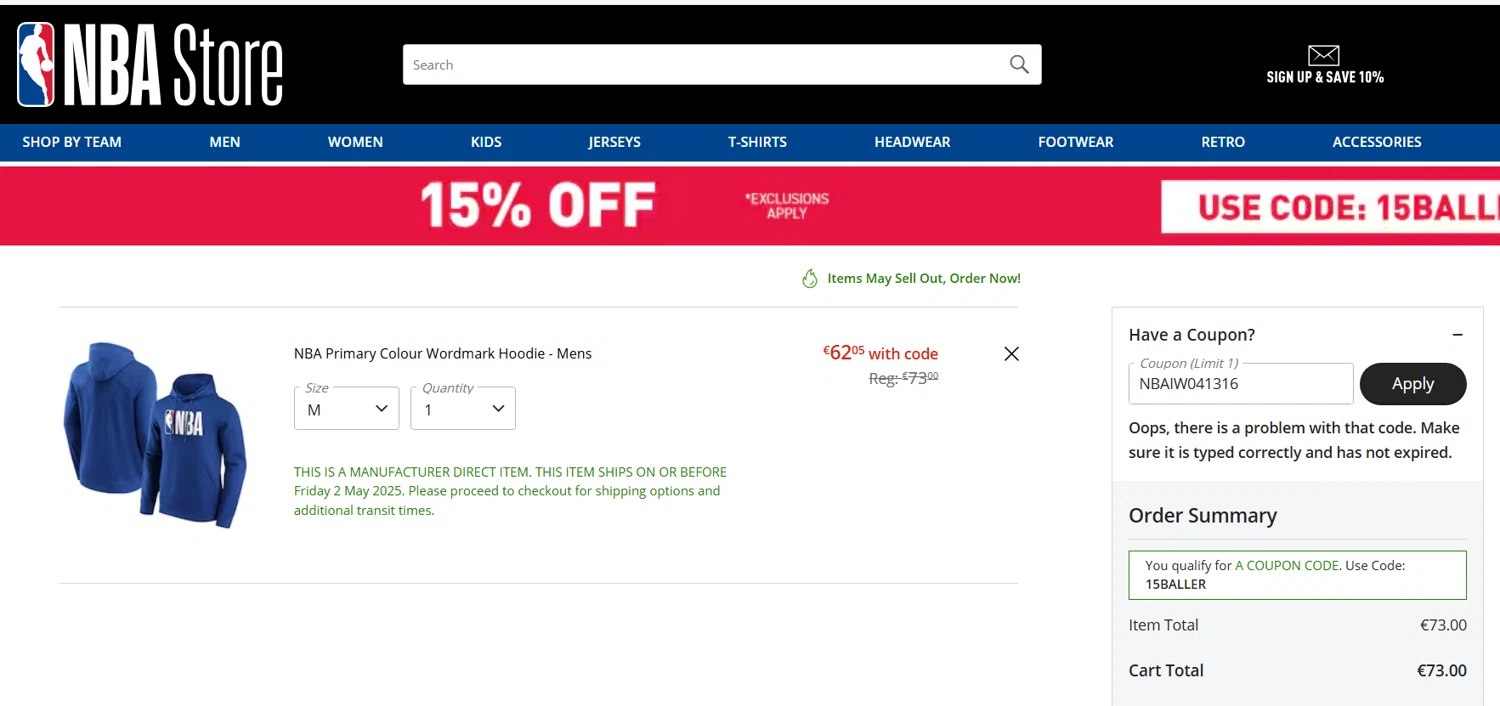 Boston Celtics promo code screenshot showing code NBAIW041316 applied at Boston Celtics checkout page. Uploaded by SimplyCodes community member enzoonova on Apr 28, 2025