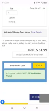 WS20 coupon verification screenshot
