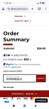 Boston College Eagles coupon verification screenshot
