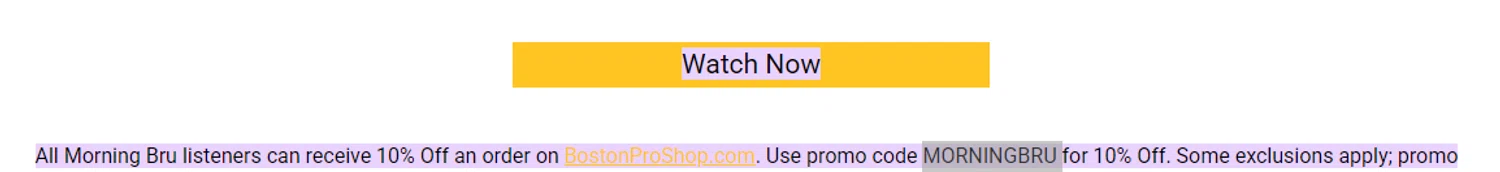 Boston ProShop coupon code screenshot showing code MORNINGBRU applied at Boston ProShop checkout page. Uploaded by SimplyCodes community member Taeyang on Feb 15, 2026