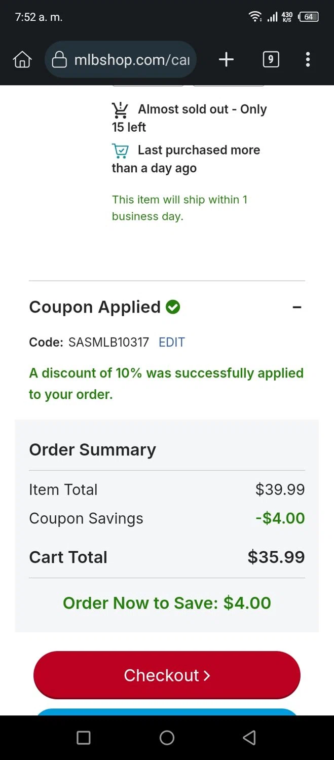 Boston Red Sox promo code screenshot showing code SASMLB10317 applied at Boston Red Sox checkout page. Uploaded by SimplyCodes community member AnthonyGuapeton94 on Nov 10, 2025