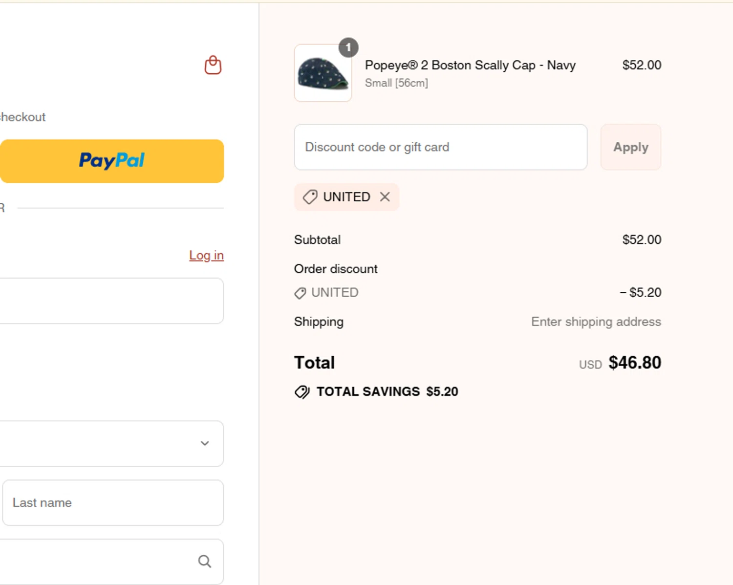 Boston Scally discount code screenshot showing code United applied at Boston Scally checkout page. Uploaded by SimplyCodes community member Kaizen on Aug 27, 2025