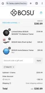 KALI15 coupon verification screenshot
