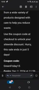 GreenFriday15 coupon verification screenshot