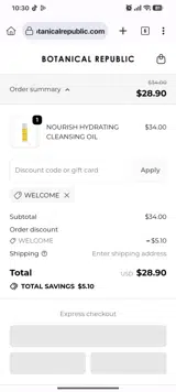 WELCOME coupon verification screenshot