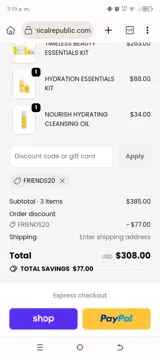 FRIENDS20 coupon verification screenshot