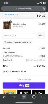 JEAKNAVARRObotanica coupon verification screenshot