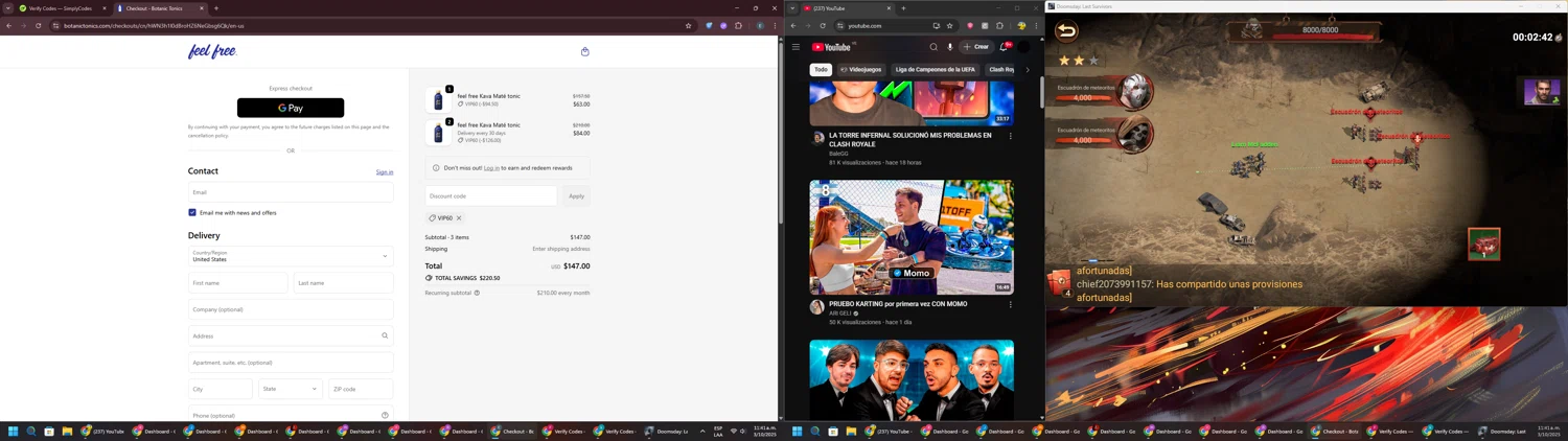 Botanic Tonics discount code screenshot showing code VIP60 applied at Botanic Tonics checkout page. Uploaded by SimplyCodes community member GloriousPioneer2942 on Oct 3, 2025