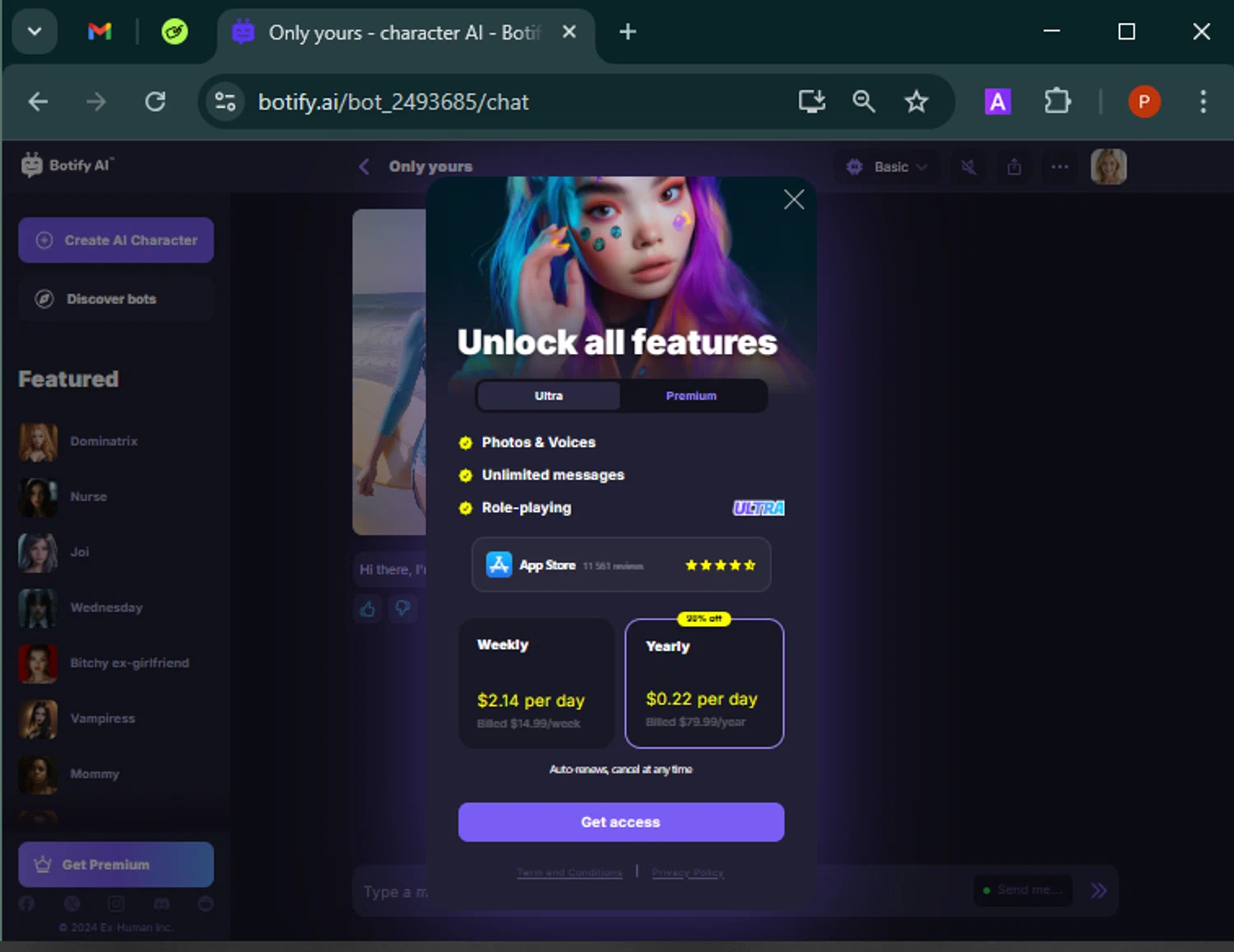 Botify AI promo code screenshot showing code LOVEMOM applied at Botify AI checkout page. Uploaded by SimplyCodes community member Isabelle_adjanichamber on Apr 11, 2025