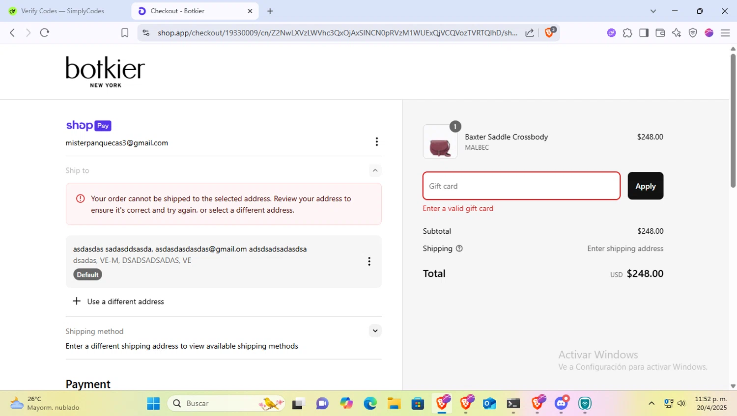 Botkier promo code screenshot showing code TEXT15 applied at Botkier checkout page. Uploaded by SimplyCodes community member PocoyoTraihard on Apr 21, 2025