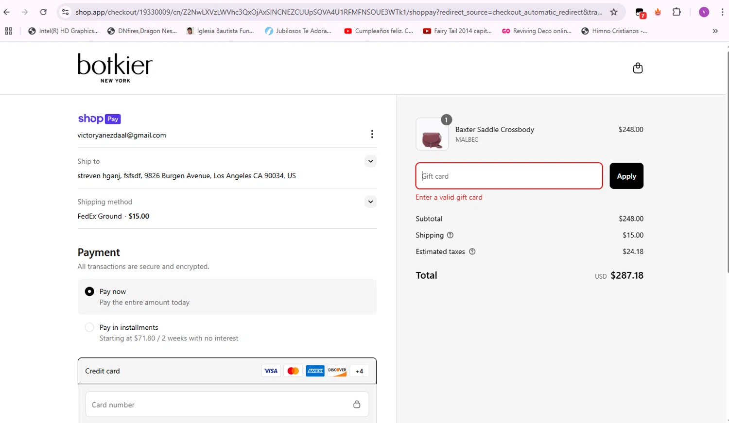 Botkier promo code screenshot showing code HELLO15 applied at Botkier checkout page. Uploaded by SimplyCodes community member VictorYanez on Apr 21, 2025
