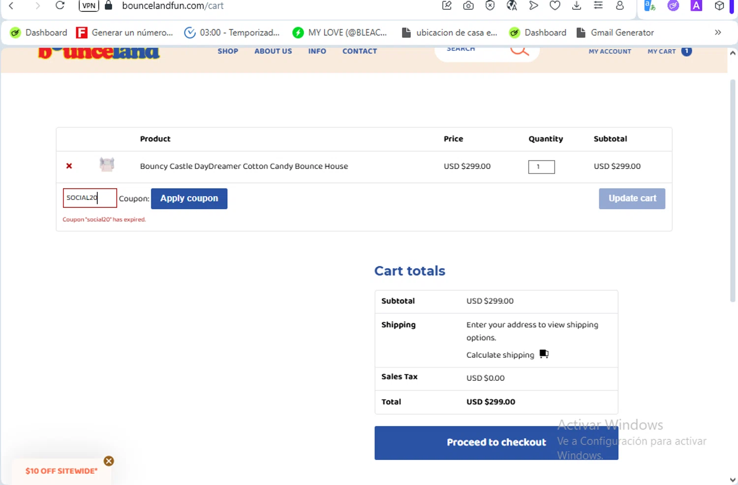 Bounceland coupon code screenshot showing code SOCIAL20 applied at Bounceland checkout page. Uploaded by SimplyCodes community member ScanSaver5253 on Oct 16, 2025