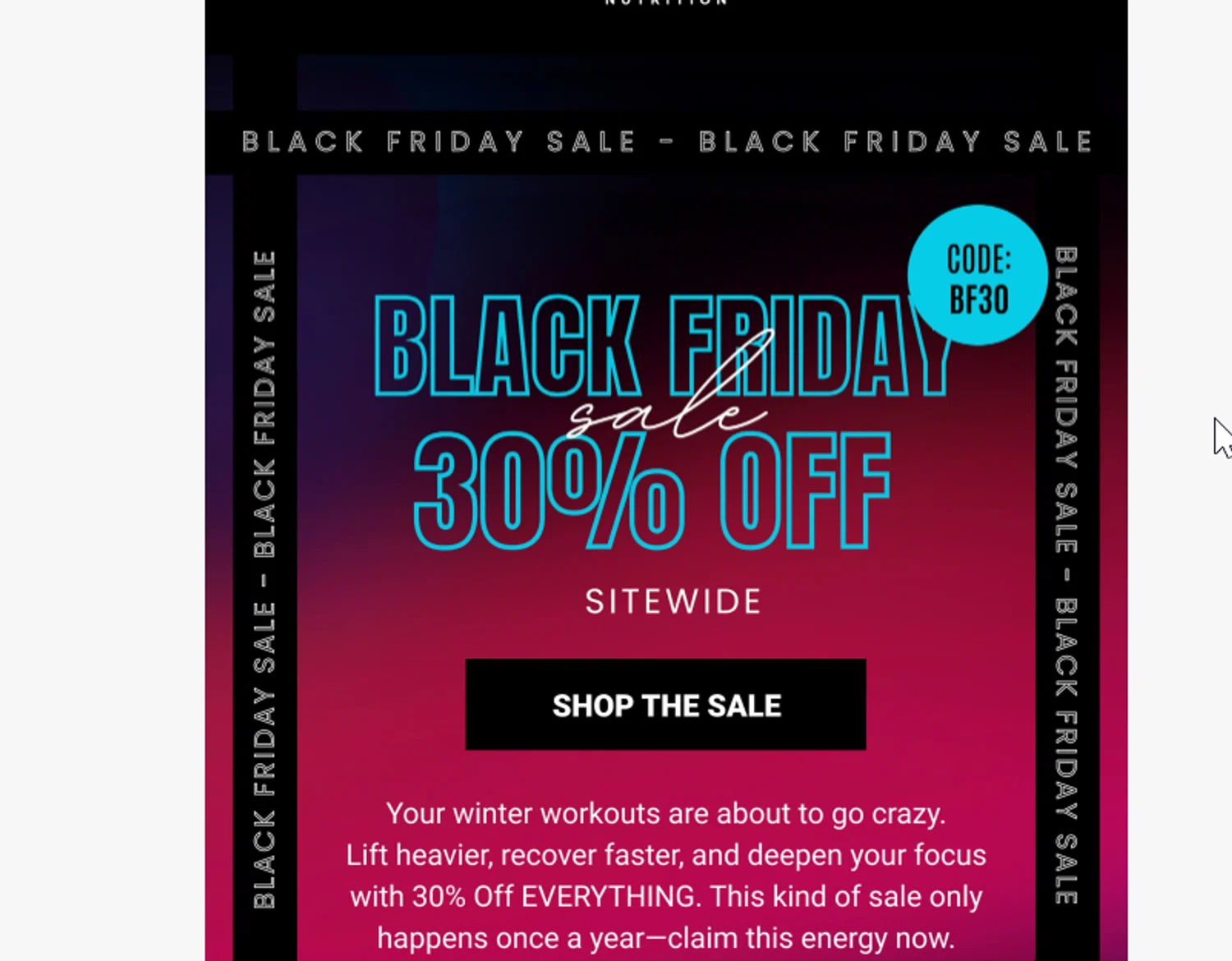 Bounce Nutrition discount code screenshot showing code bf30 applied at Bounce Nutrition checkout page. Uploaded by SimplyCodes community member Logoteam on Nov 14, 2025