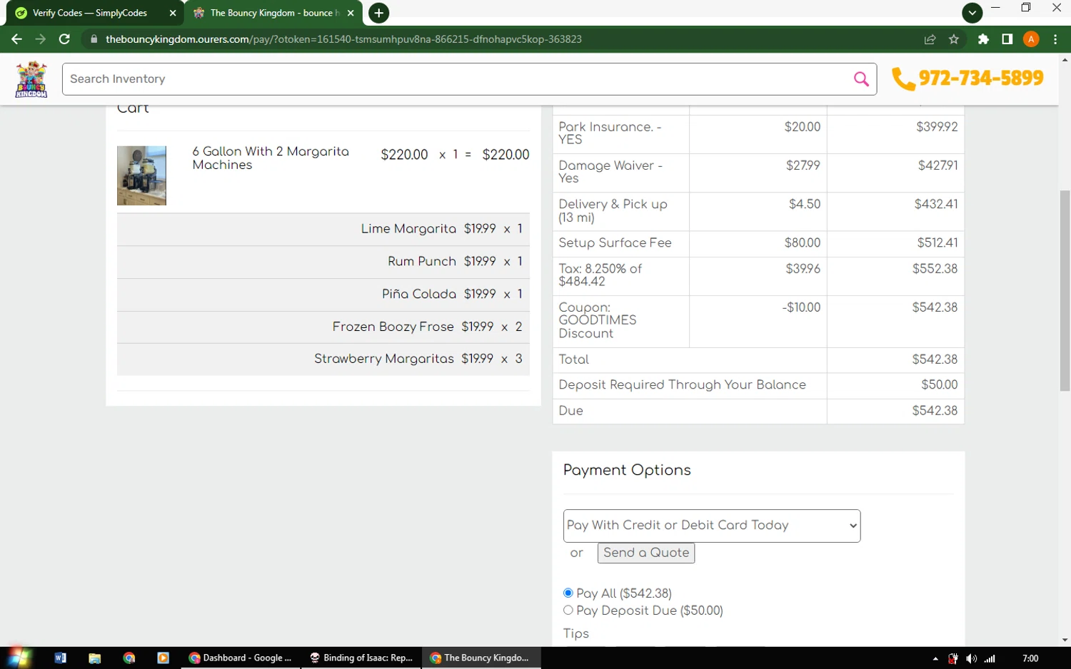 The Bouncy Kingdom checkout page showing The Bouncy Kingdom promo code box | Screenshot taken by SimplyCodes community member on Jan 17, 2025