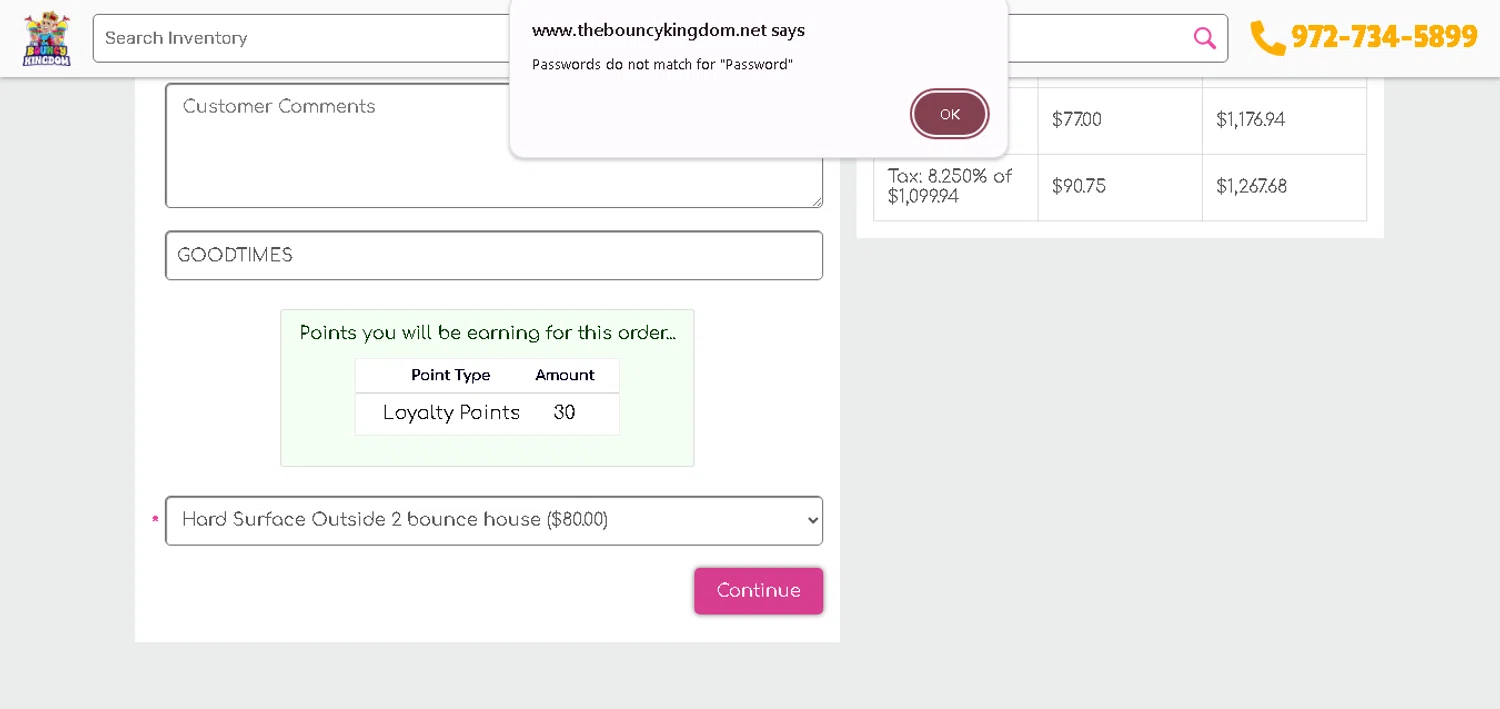 The Bouncy Kingdom promo code screenshot showing code GOODTIMES applied at The Bouncy Kingdom checkout page. Uploaded by SimplyCodes community member CashAce9852 on Apr 16, 2025