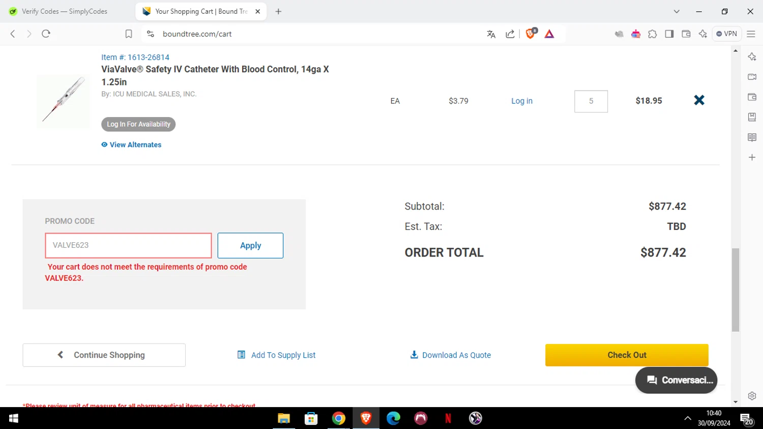 where to use Bound Tree Medical promo code box