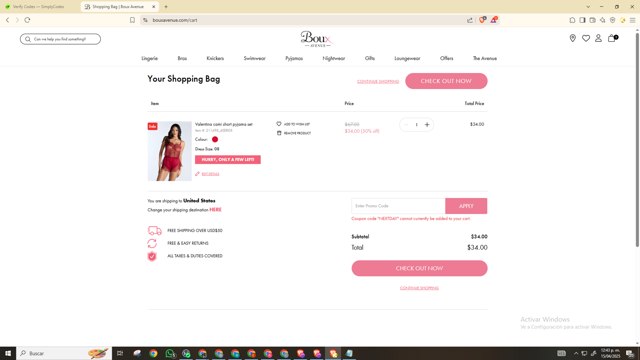 Boux Avenue checkout page showing Boux Avenue discount code box | Screenshot taken by SimplyCodes community member on Apr 15, 2025