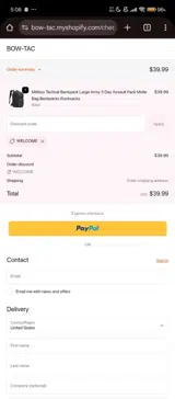 welcome coupon verification screenshot
