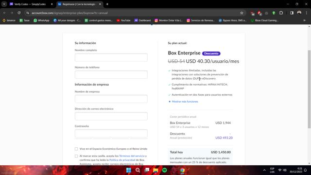Box checkout page showing Box discount code box | Screenshot taken by SimplyCodes community member on Dec 30, 2023
