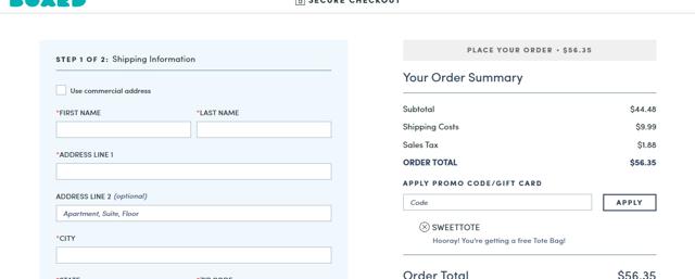 Boxed checkout page showing Boxed promo code box | Screenshot taken by SimplyCodes community member on Nov 14, 2022