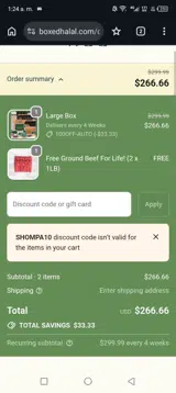 SHOMPA10 coupon verification screenshot